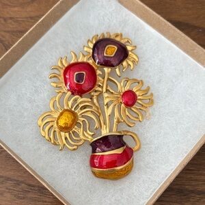 VTG YSL For Avon Impressionist's Flower Pin Brooch Van Gogh's Sunflowers